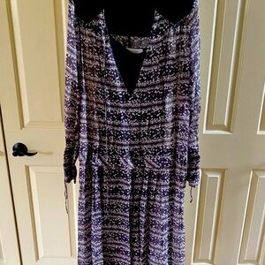 Elegant Purple Patterned Women's Dress